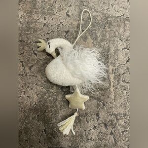 White Swan Hanging Ornament with Gold Accents